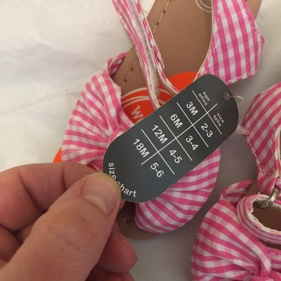 New with tags baby girls Sandals size 5 checkered boho Bow open toe - Picture 4 of 4